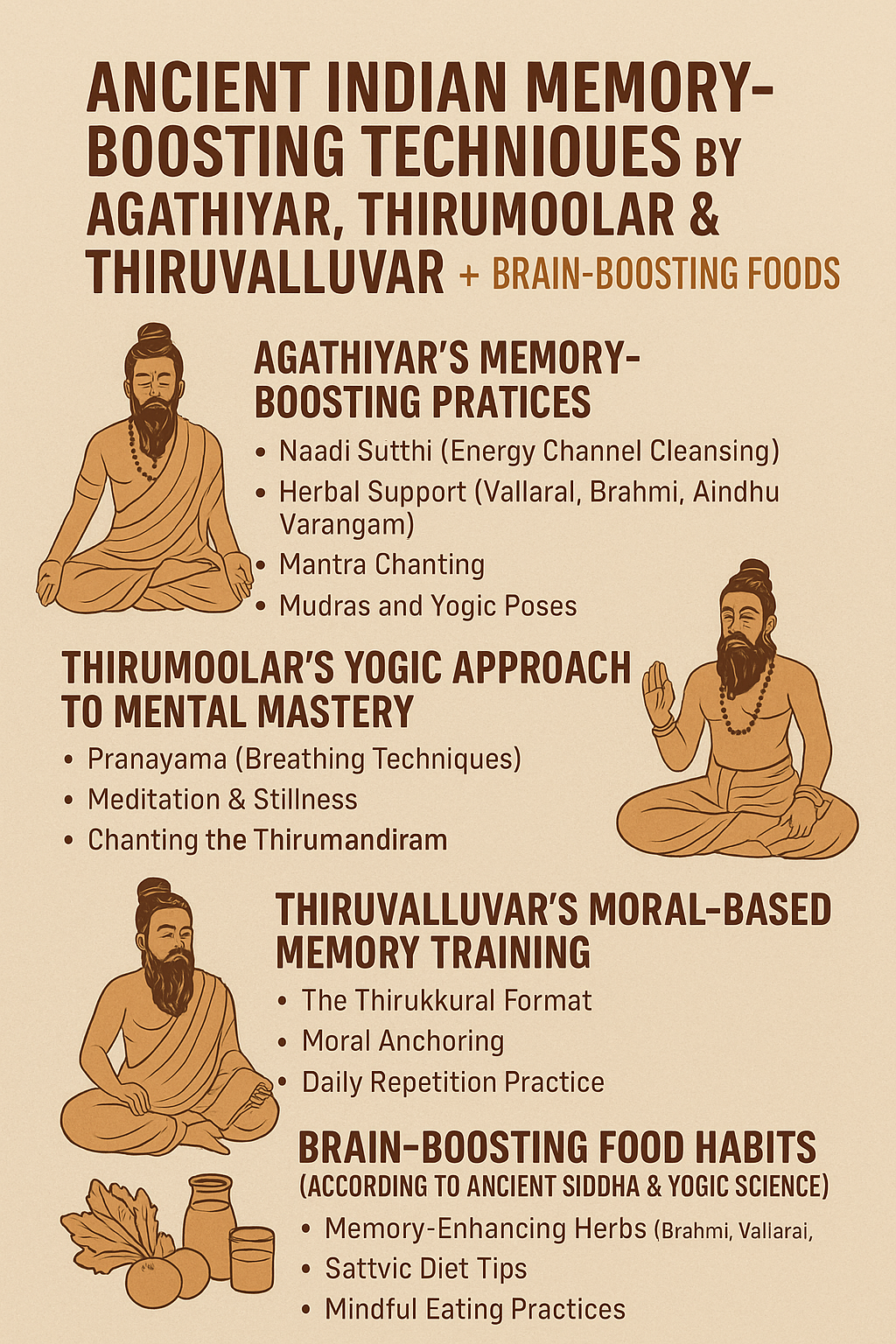 You are currently viewing Ancient Indian Memory-Boosting Techniques by Agathiyar, Thirumoolar & Thiruvalluvar + Brain-Boosting Foods