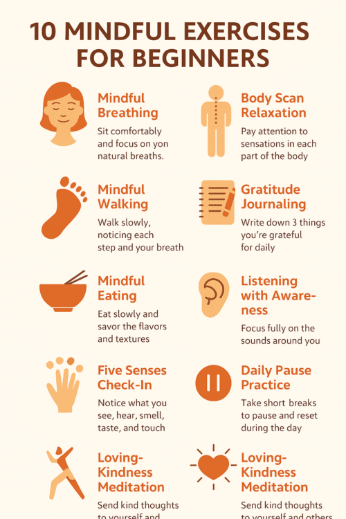 You are currently viewing Easy 10 Mindful Exercises for Beginners