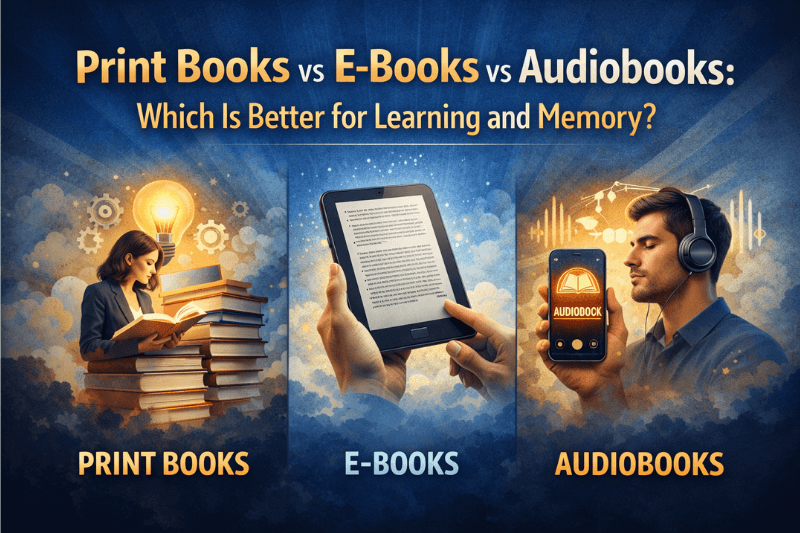 You are currently viewing Print Books vs E-Books vs Audiobooks: Which Is Better for Learning and Memory?