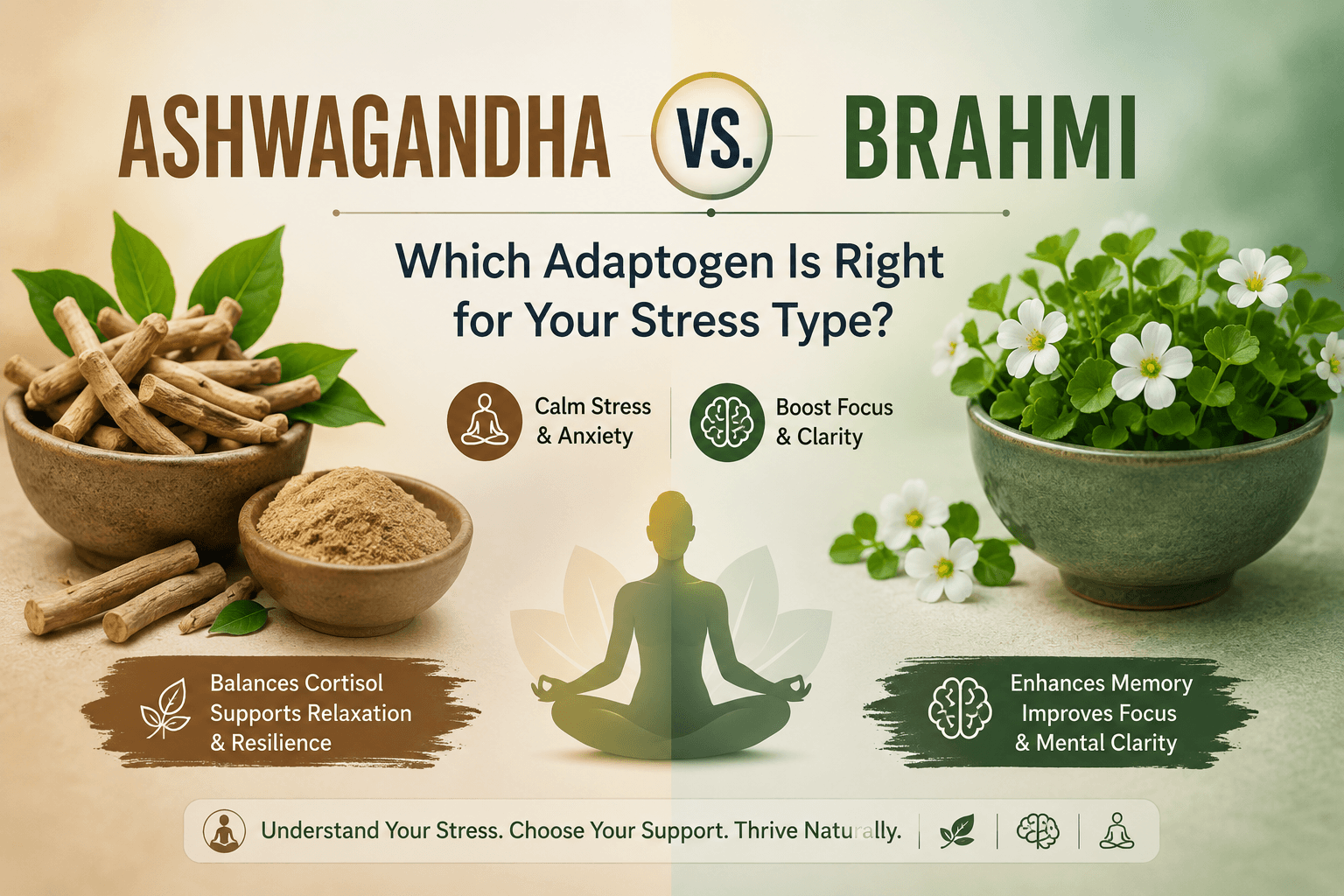 You are currently viewing Ashwagandha vs. Brahmi: Which Adaptogen Is Right for Your Stress Type?