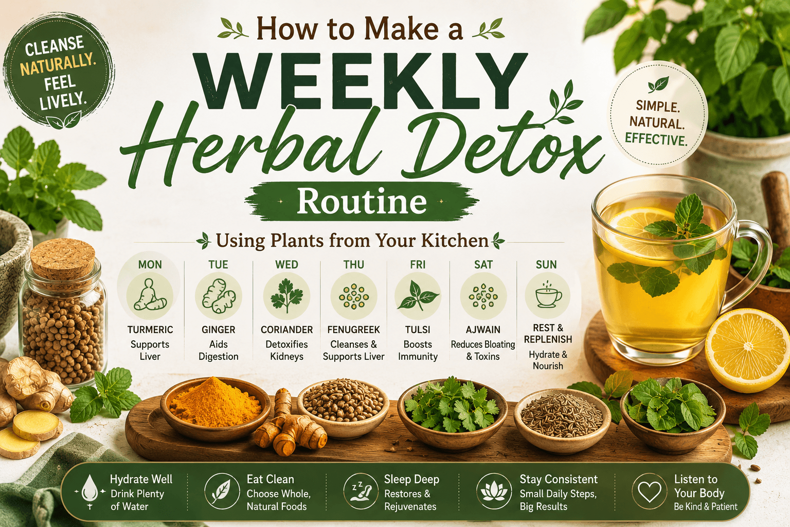 You are currently viewing How to Make a Weekly Herbal Detox Routine Using Plants from Your Kitchen
