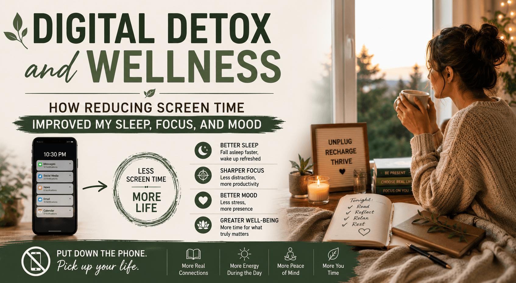You are currently viewing Digital Detox and Wellness: How Reducing Screen Time Improved My Sleep, Focus, and Mood