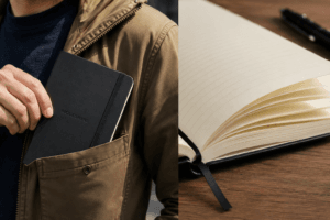 Moleskine Classic Notebook used for everyday journaling while traveling.