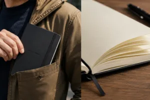 Moleskine Classic Notebook used for everyday journaling while traveling.