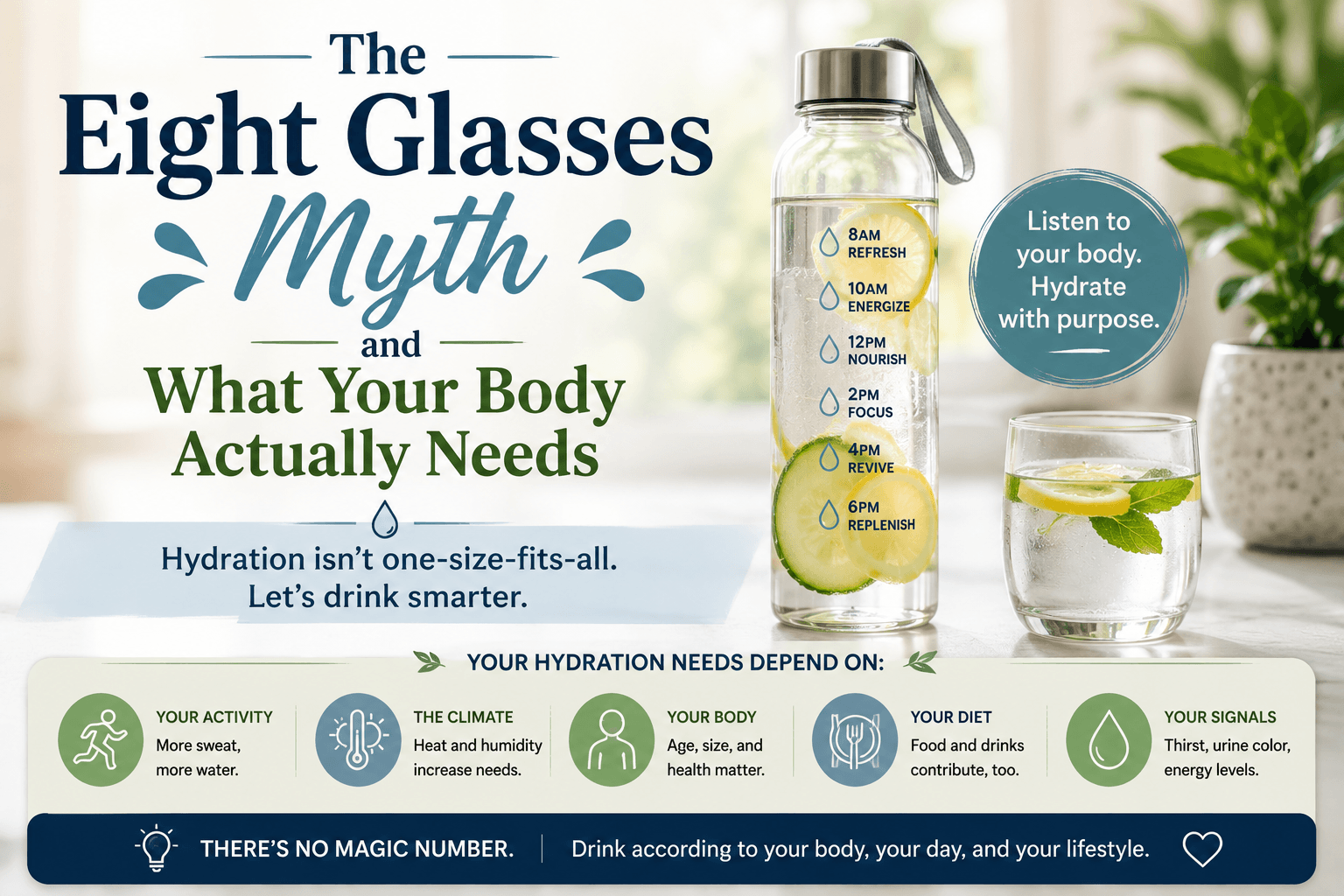 You are currently viewing The Eight Glasses Myth, and What Your Body Actually Needs