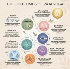 Eight Limbs of Raja yoga meditation