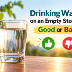 Glass of plain drinking water in morning sunlight for an article about drinking water on an empty stomach.